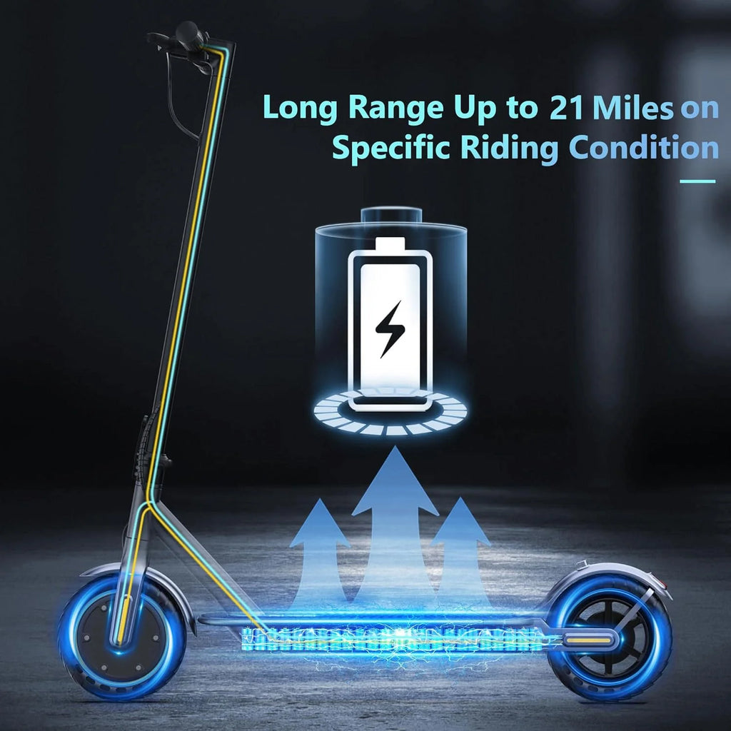 Electric Scooter, 350W/500W Powerful Motor, 8.5"/10" Solid Tires, 19/22Mph, 28/21/12 Miles Range,Dual Braking