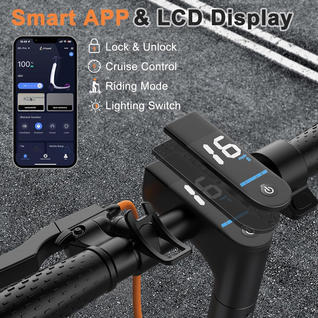 Electric Scooter with 350W/500W Motor, 8.5"/10" Solid Tires, 19/22 MPH, Up to 28-Mile Range
