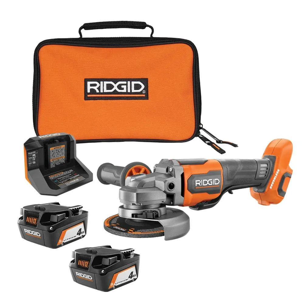 18V Brushless Cordless 4-1/2-Inch Paddle Switch Angle Grinder Kit with Two 4.0Ah Batteries, Charger and Bag