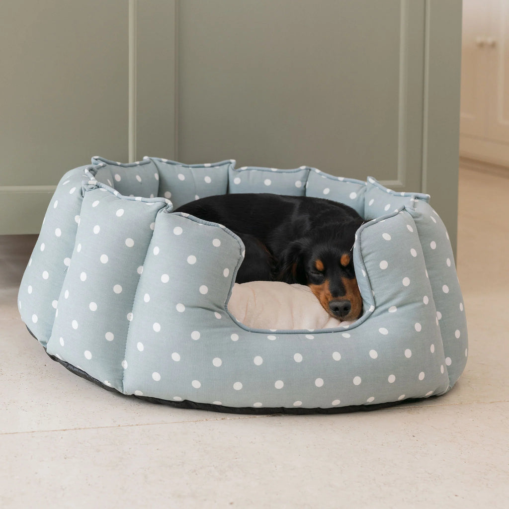 High Wall Bed For Dogs in Spots & Stripes