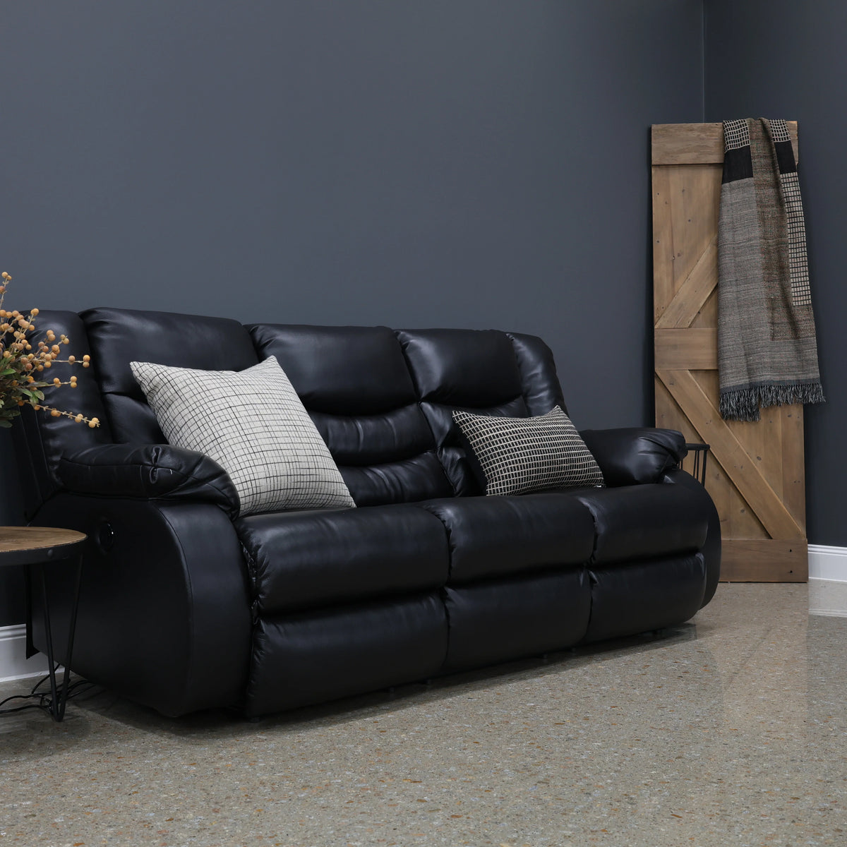 Werribee Electric Power Sofa Black Leather