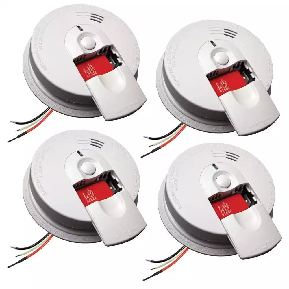 4-Pack Hardwired Smoke Detectors with Ionization Sensors
