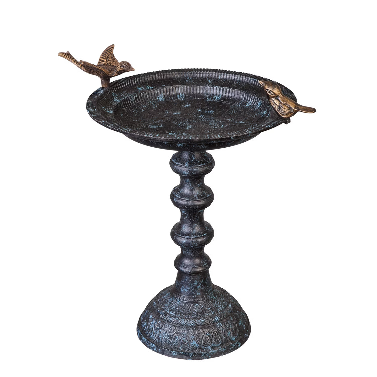 Evergreen Garden Cast Metal Bird Bath on Pedestal 20 x 19 x 15 Inches