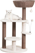 Handwoven Cat Tree with Condo, Top Bed & Sisal Scratching Posts