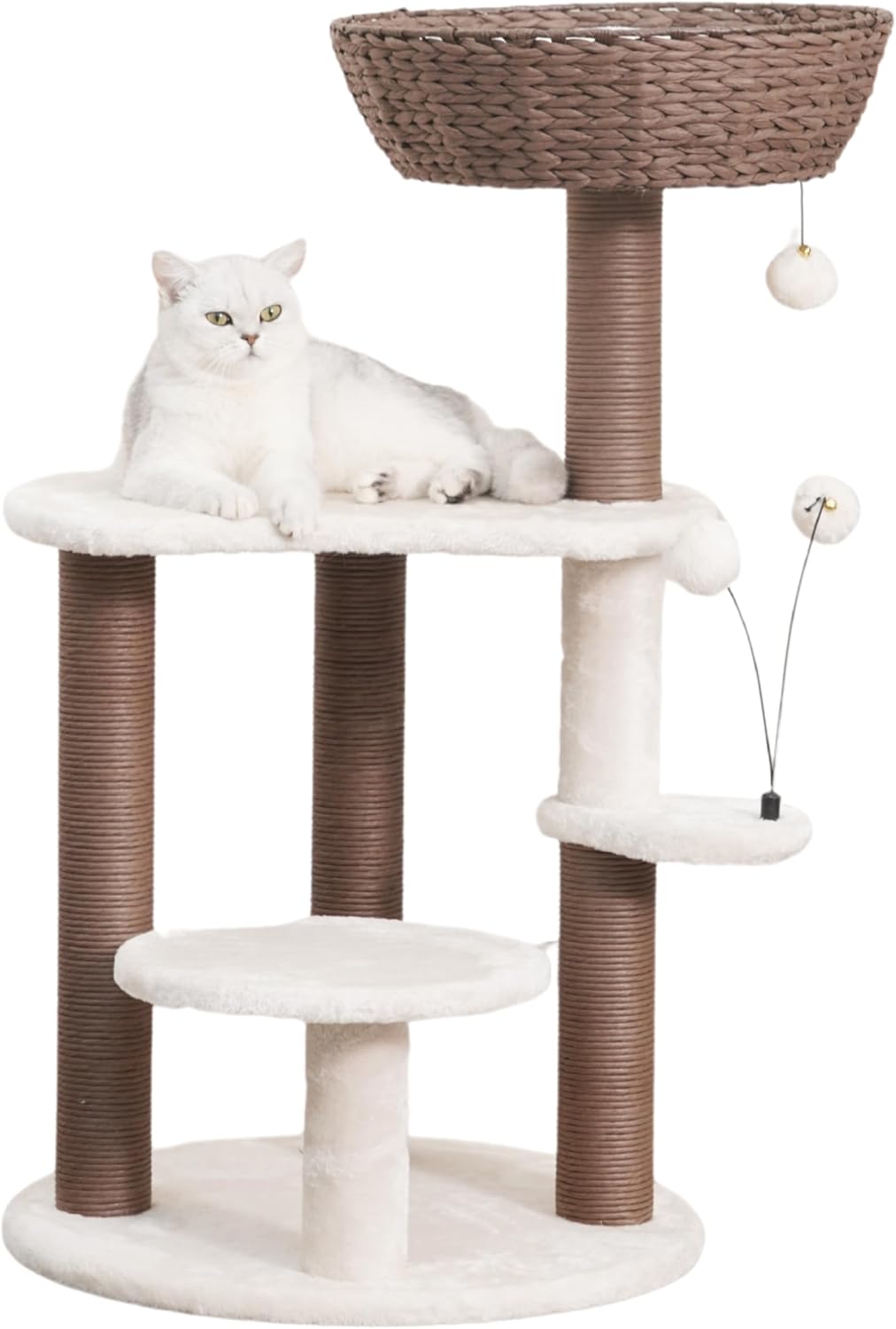 Handwoven Cat Tree with Condo, Top Bed & Sisal Scratching Posts