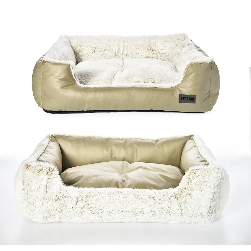 Reversible Pet Bed Soft Plush Dog Bed