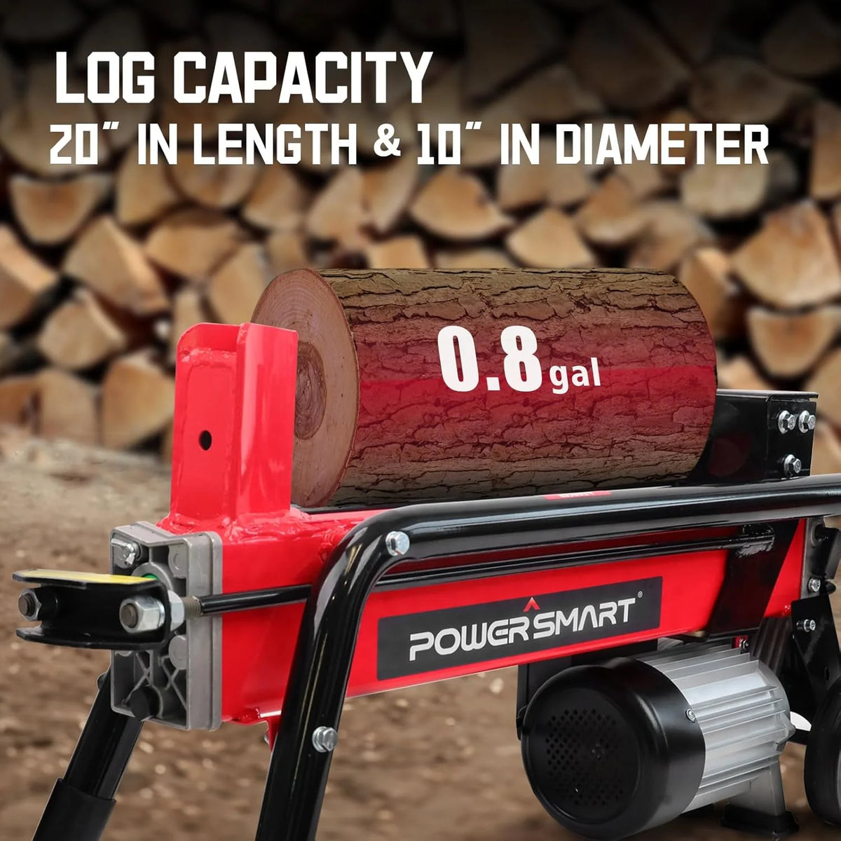 7-Ton Electric Log Splitter, 15 Amp, Horizontal Full-Beam Design with Steel Wedge
