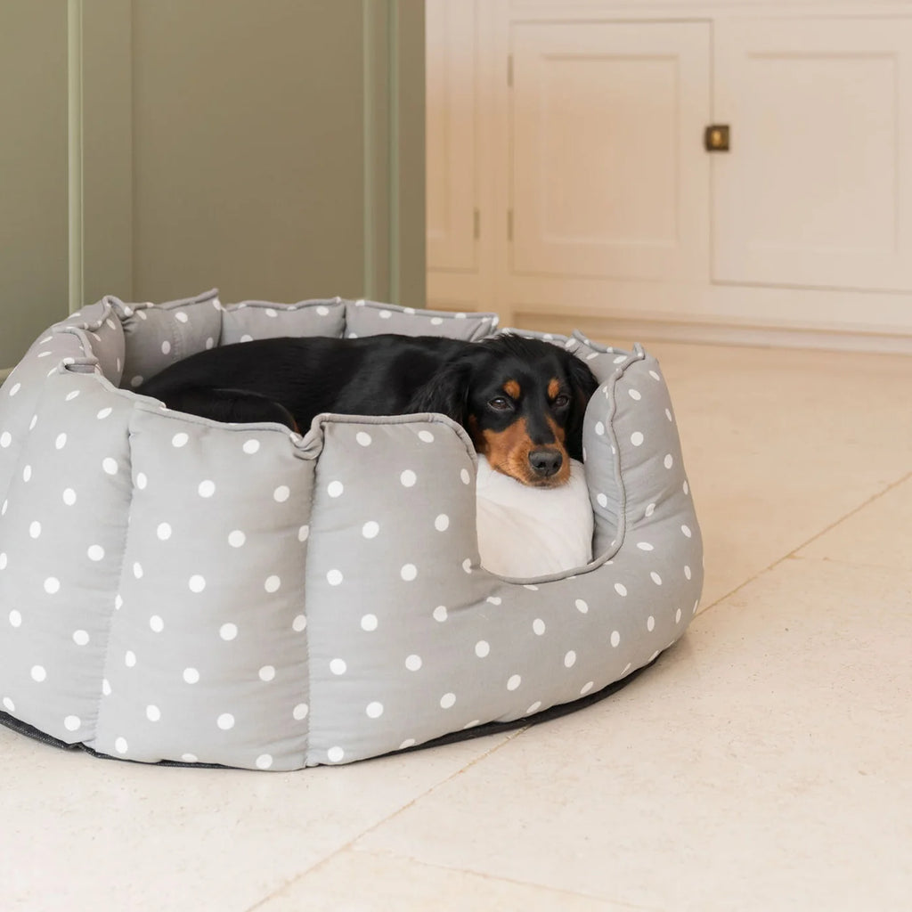 High Wall Bed For Dogs in Spots & Stripes