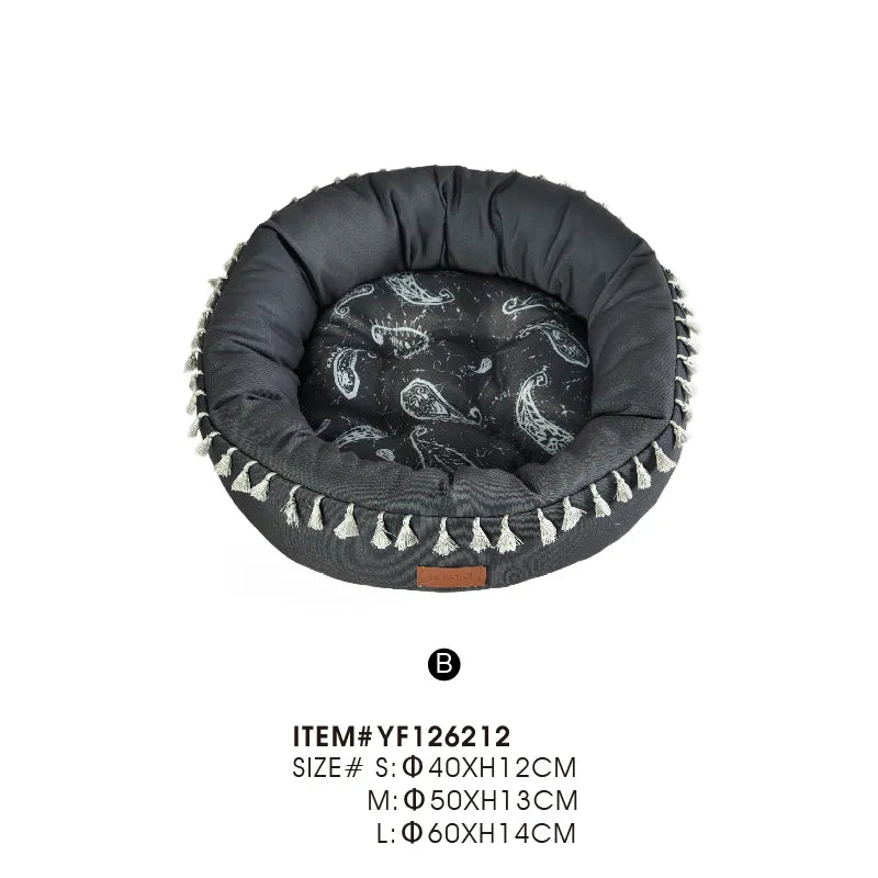 Round Dog Bed Canvas Pet Bed