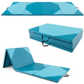 Gymax 10' x 4' x 2'' 4-Panel Folding Gymnastics Exercise Mat w/ Hook & Loop Fasteners Blue