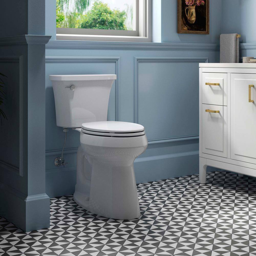 Extra-Tall 2-Piece Elongated Toilet, 1.28 GPF Single Flush, White, Seat Included
