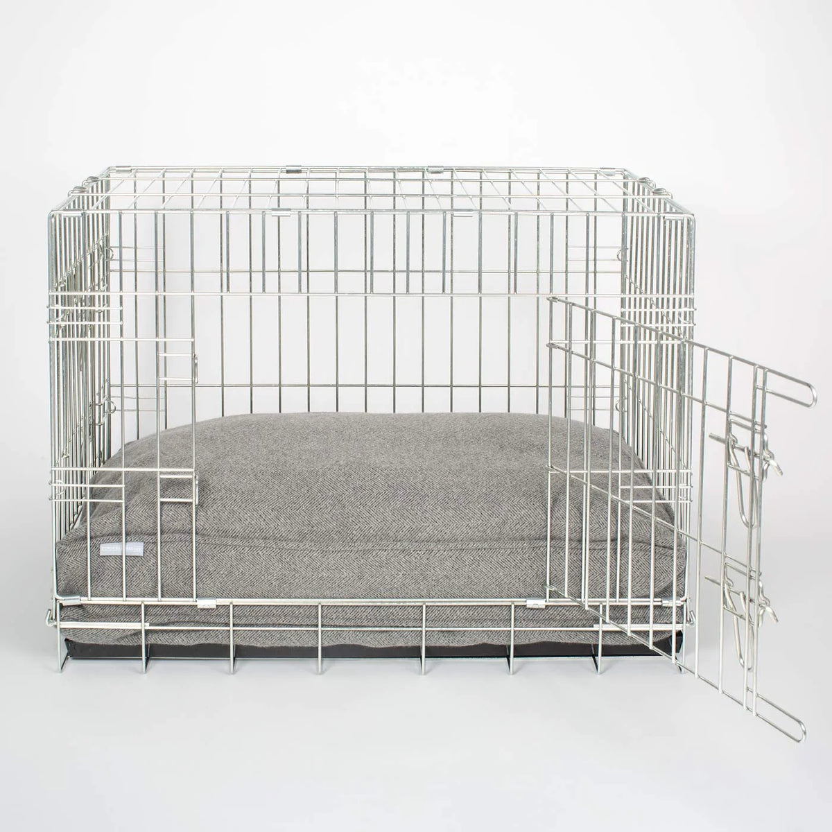 Dog Cushion in Pewter Herringbone Tweed