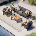 Aluminum Outdoor Patio Furniture Set with Coffee Table, 5 Piece Patio Conversation Sets, Outdoor Sectional Furniture for Porch, Balcony, Yard, Gray