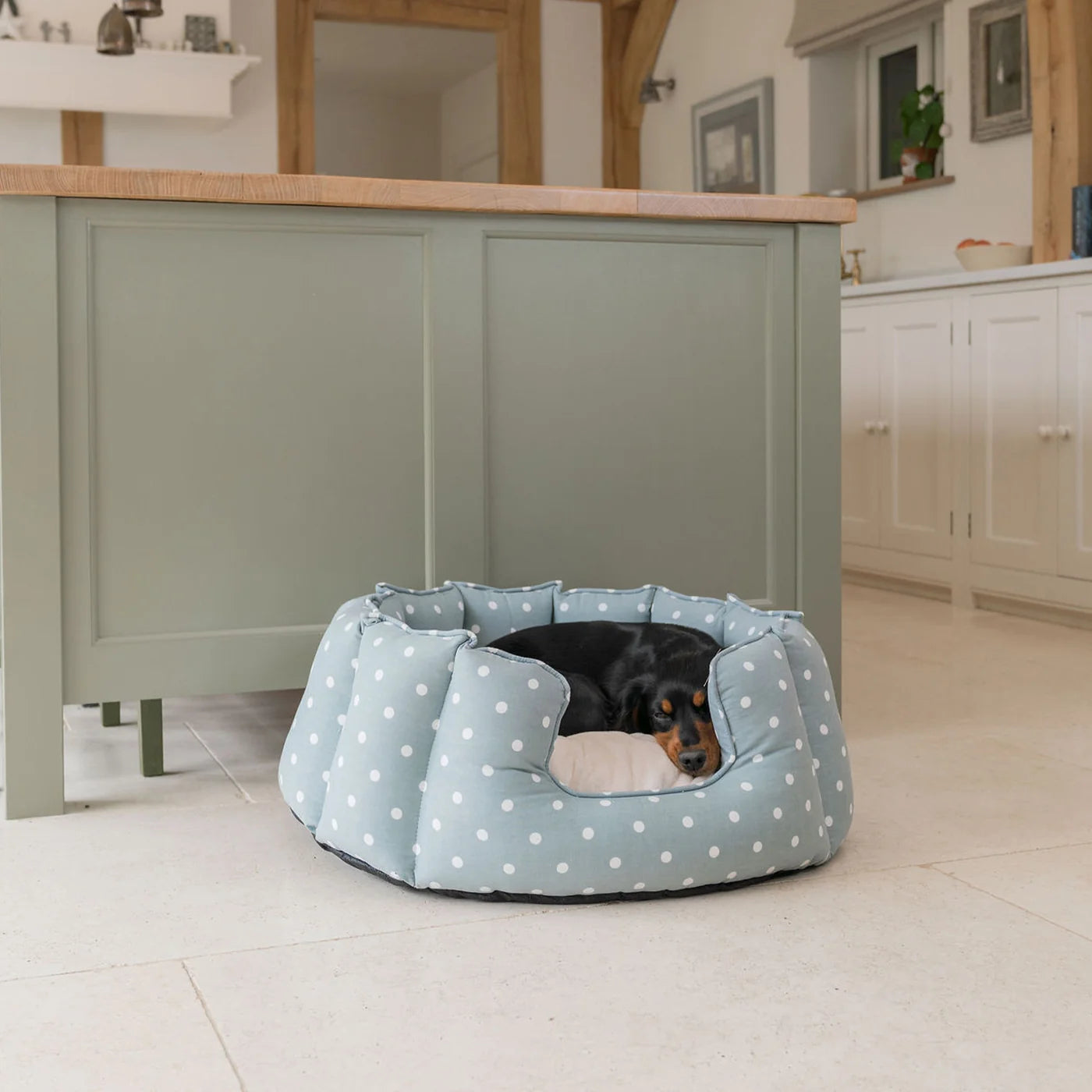 High Wall Bed For Dogs in Spots & Stripes