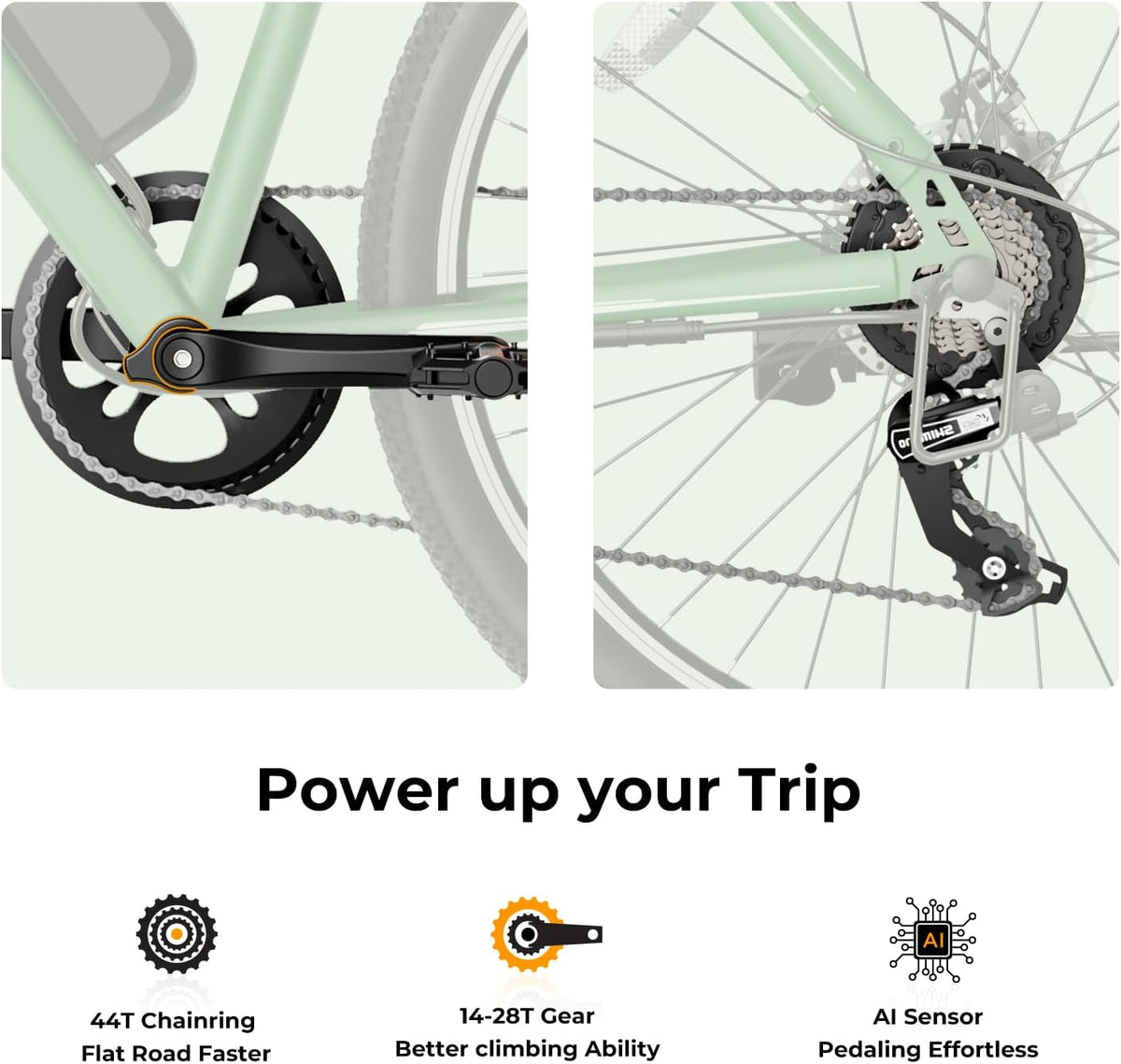 500W Electric Bike, 40-Mile Range, 20 MPH Top Speed