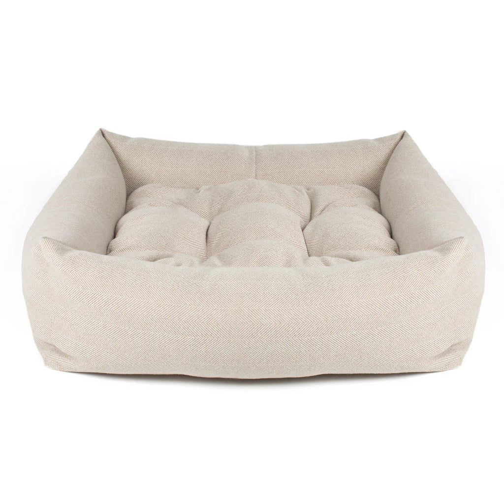 Box Bed For Dogs in Herringbone Tweed