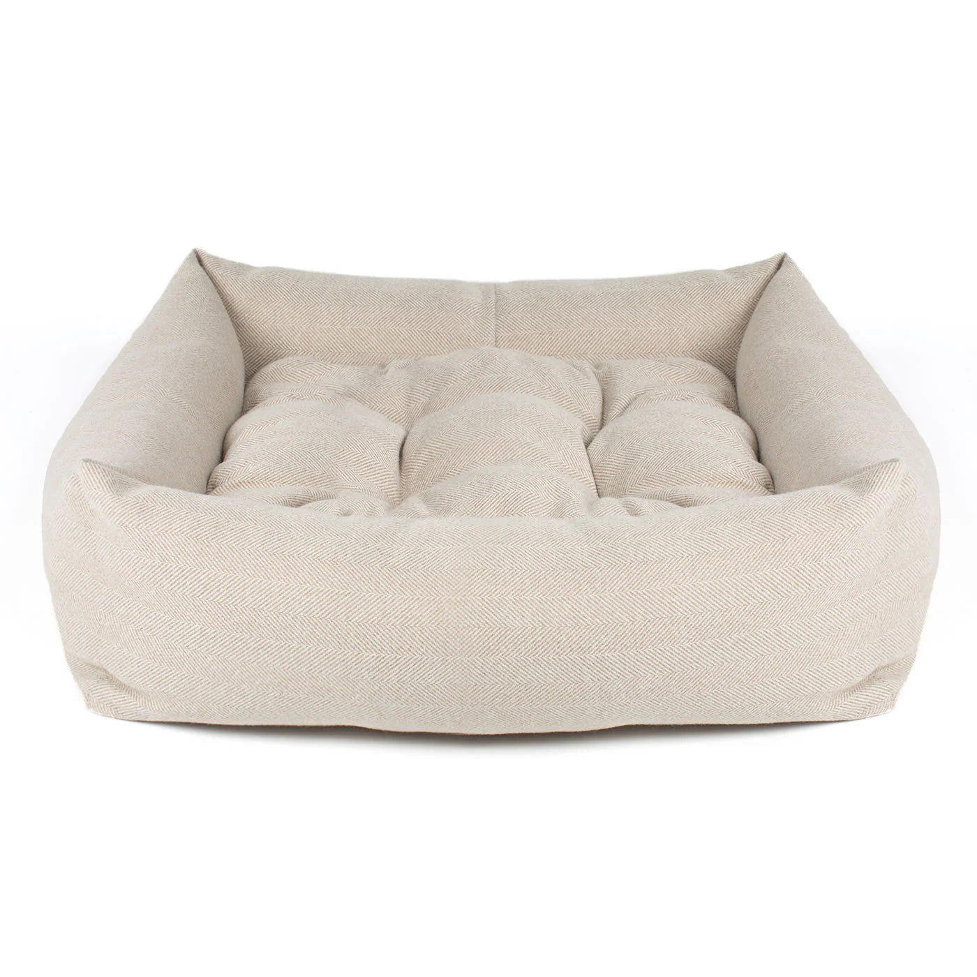 Box Bed For Dogs in Herringbone Tweed
