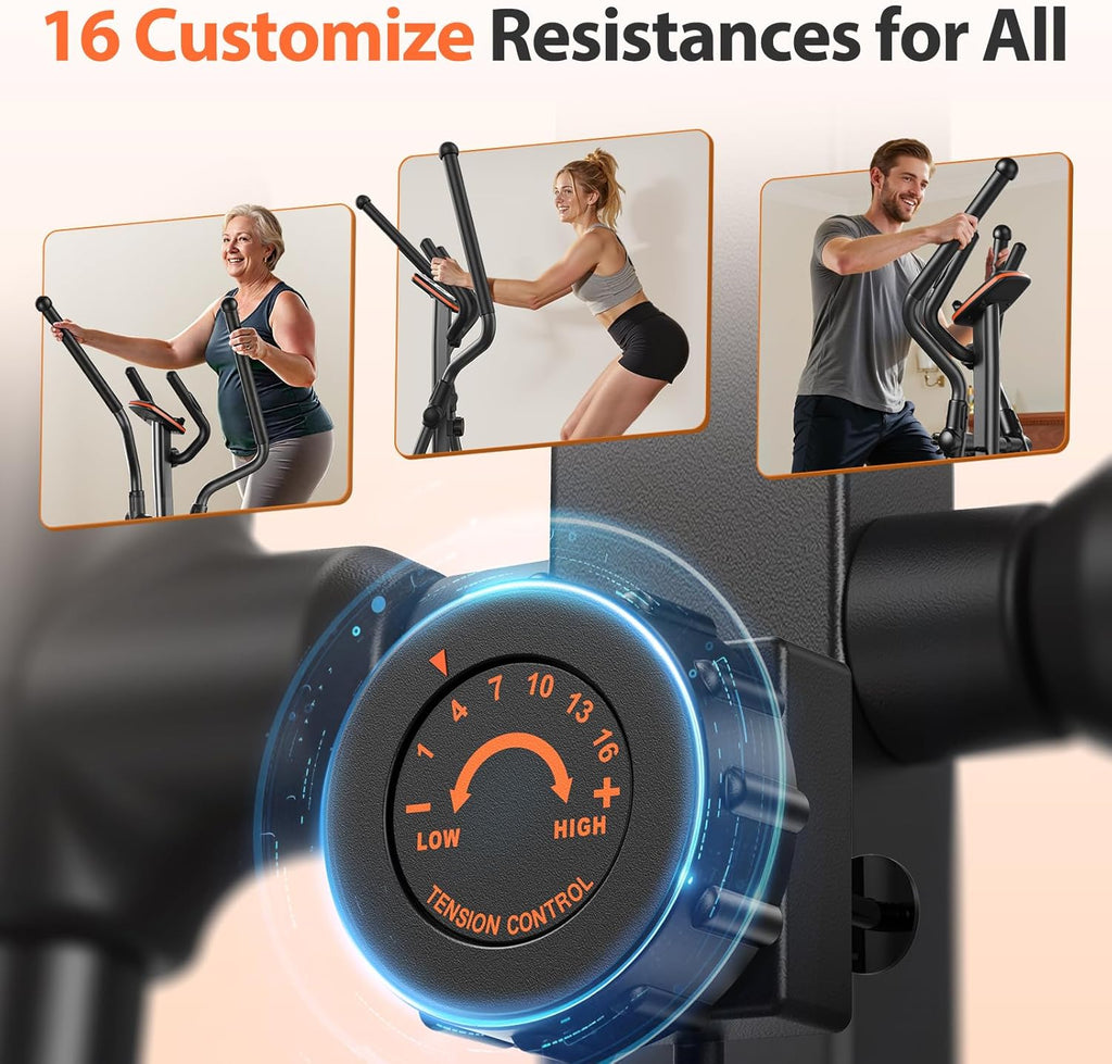 Elliptical Machine with 15.5-20-Inch Adjustable Stride, 16 Resistance Levels, 500-Lb. Capacity