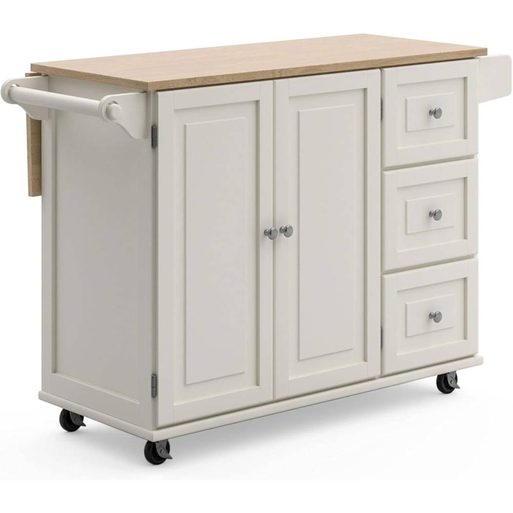 Mobile Kitchen Island Cart with Drop Leaf Breakfast Bar
