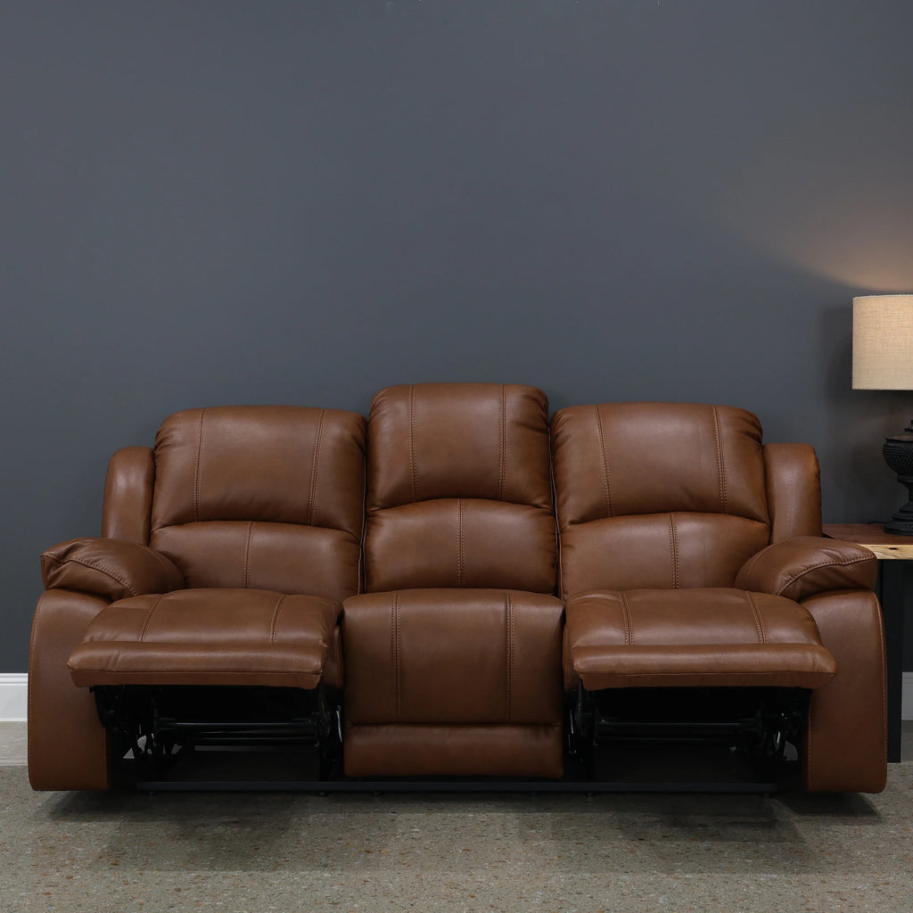 Bendigo Manual Reclining Sofa Tan Leather