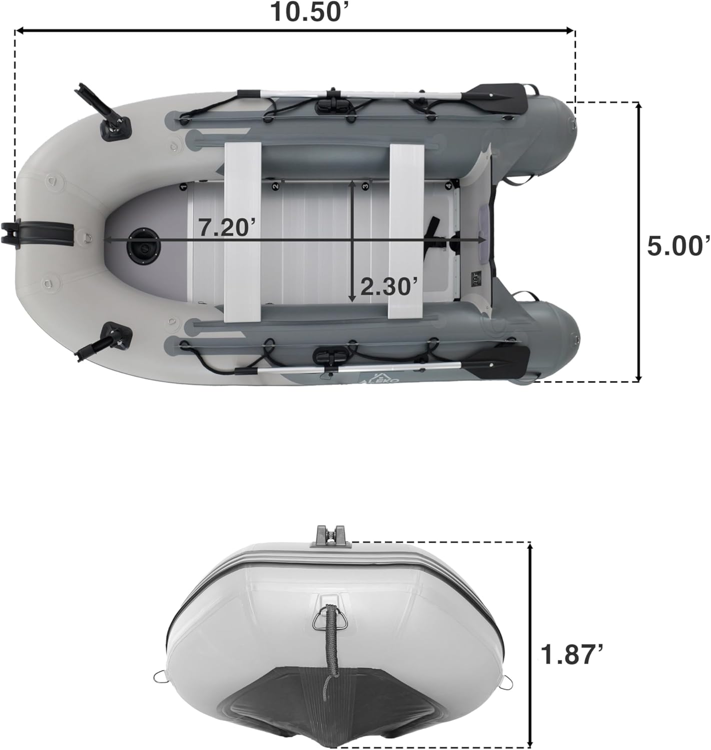Multi-Person Inflatable Fishing Boat with Aluminum Floor, Oars and Rod Holders