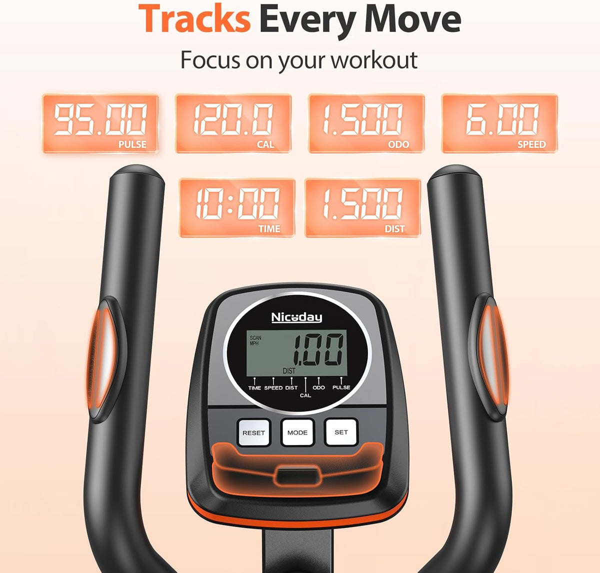 Elliptical Machine with 15.5-20-Inch Adjustable Stride, 16 Resistance Levels, 500-Lb. Capacity