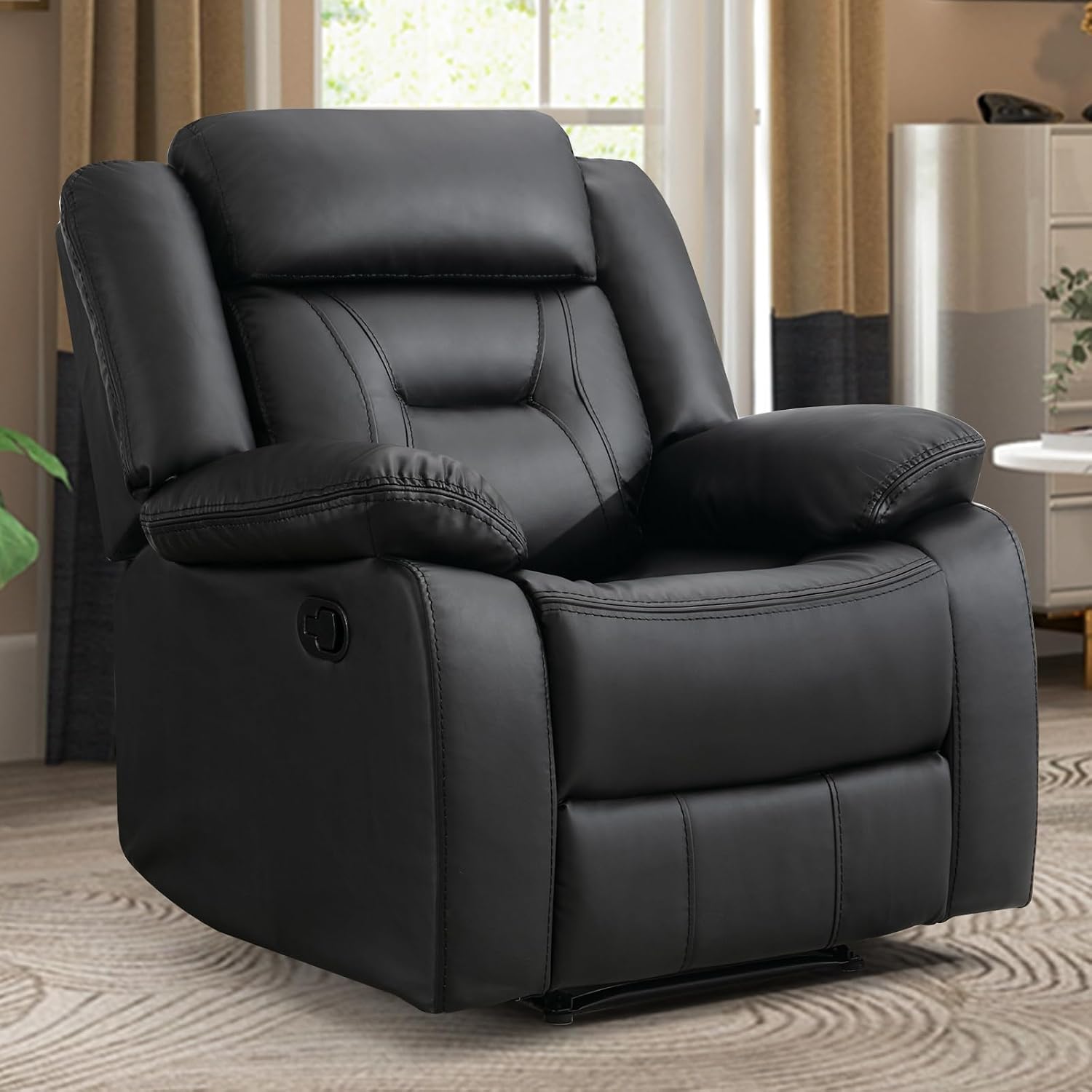 Faux Leather Recliner Sofa Furniture Set for Living Room, 2 Recliner Chairs, 3 Seat Reclining Sofa Couch Set for Meeting Room, Brown