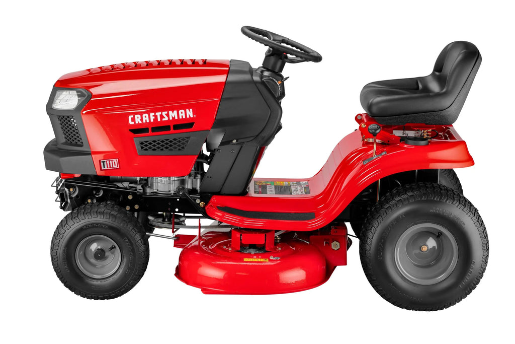 42-Inch Riding Lawn Mower, 17.5 HP Gas Engine, 7-Speed Transmission, Wide Cutting Deck for Residential Lawn Maintenance