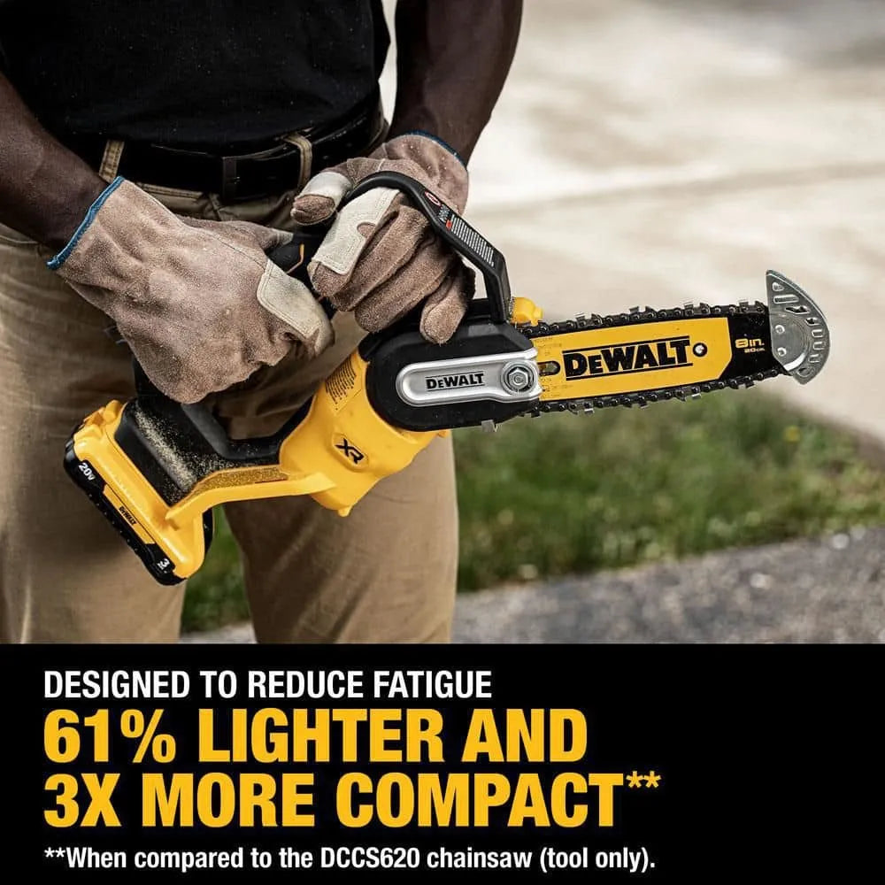 8-Inch 20V Lithium-Ion Cordless Pruning Chainsaw Kit with 3Ah Battery and Charger