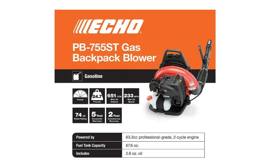 233 MPH 651 CFM 63.3cc Gas 2-Cycle Backpack Leaf Blower with Tube Throttle