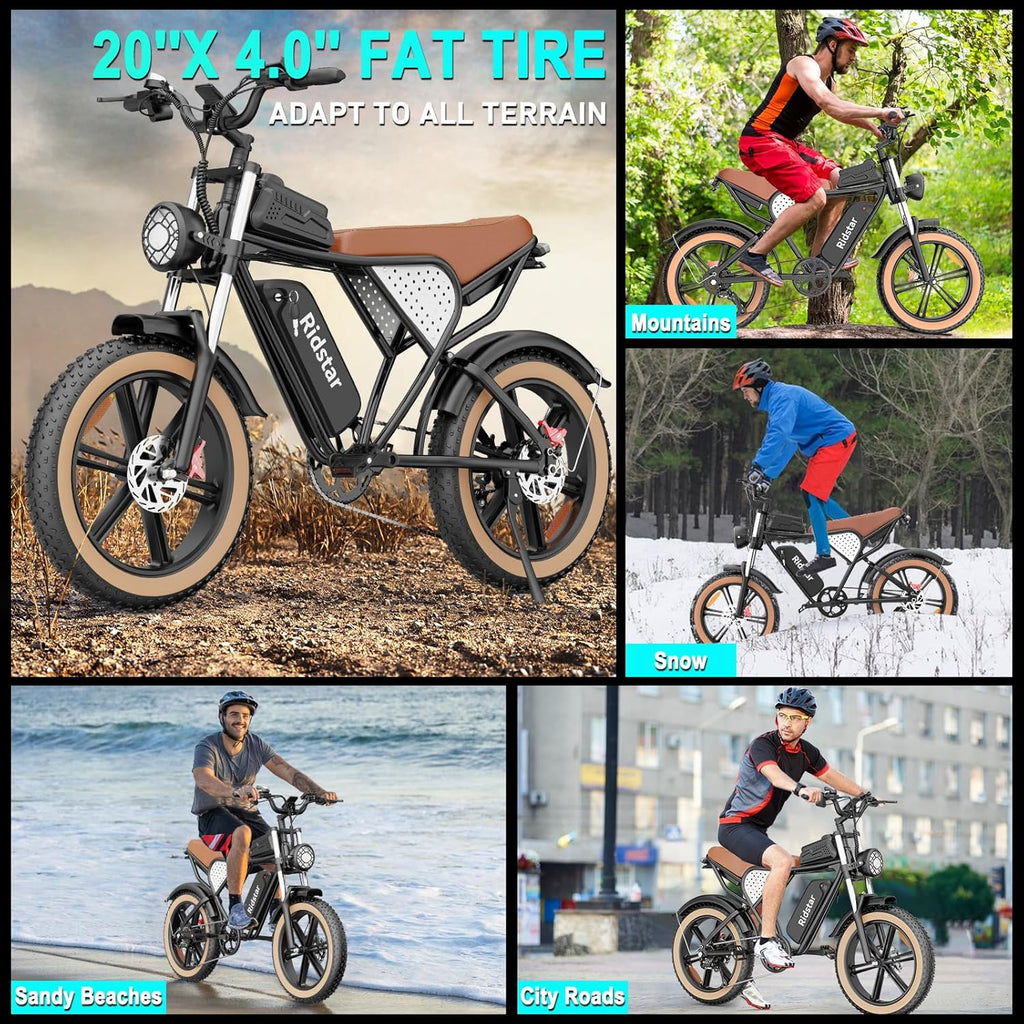 2000W Electric Bike with 37 MPH Top Speed and 20-Inch Fat Tires