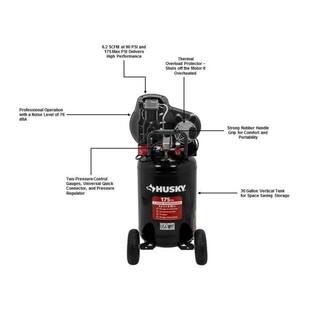 30-Gallon 175 PSI Oil-Lubricated Belt-Drive Portable Vertical Electric Air Compressor