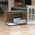Cozy & Calming Puppy Cage Bed in Spots & Stripes