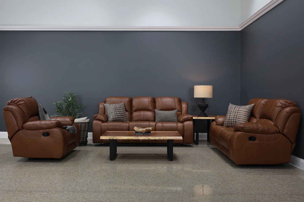 Bendigo Manual Reclining Sofa Tan Leather