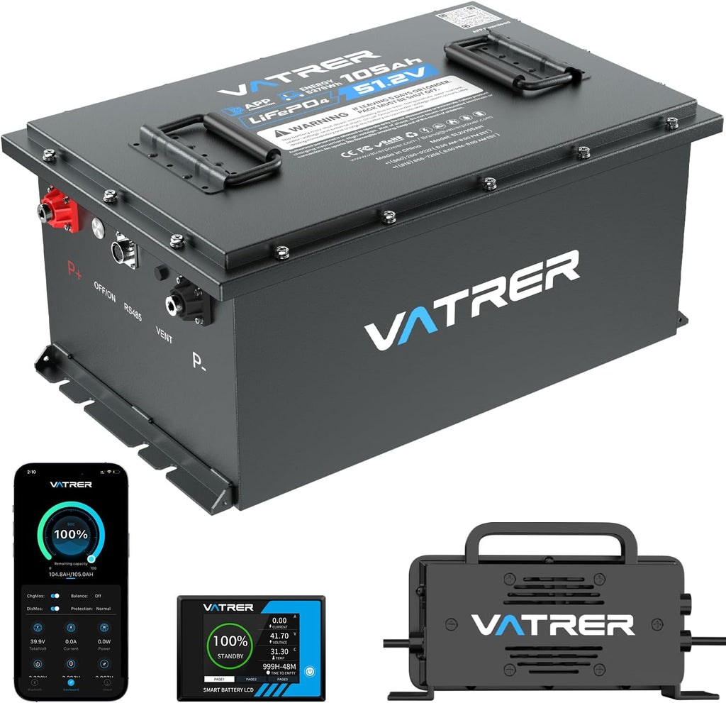 48V 105Ah Lithium Battery with Smart BMS, Touchscreen Monitor and Mobile APP