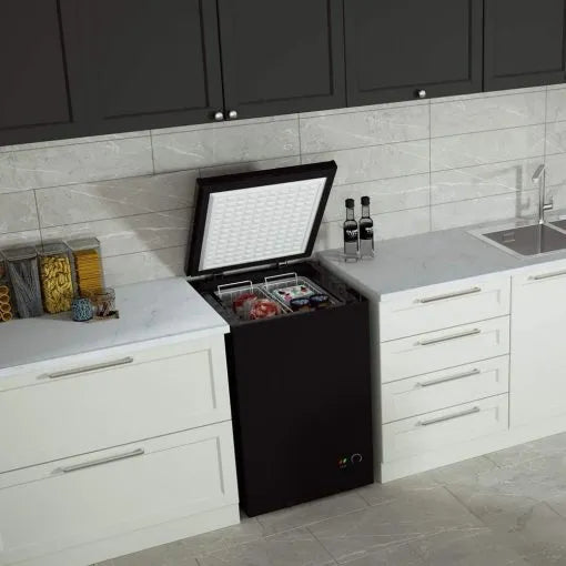 3.5 Cu Ft with 2 Removable Baskets – Reach In Freezer Chest – Quiet Compact Freezer – 7 Temperature Settings – Black