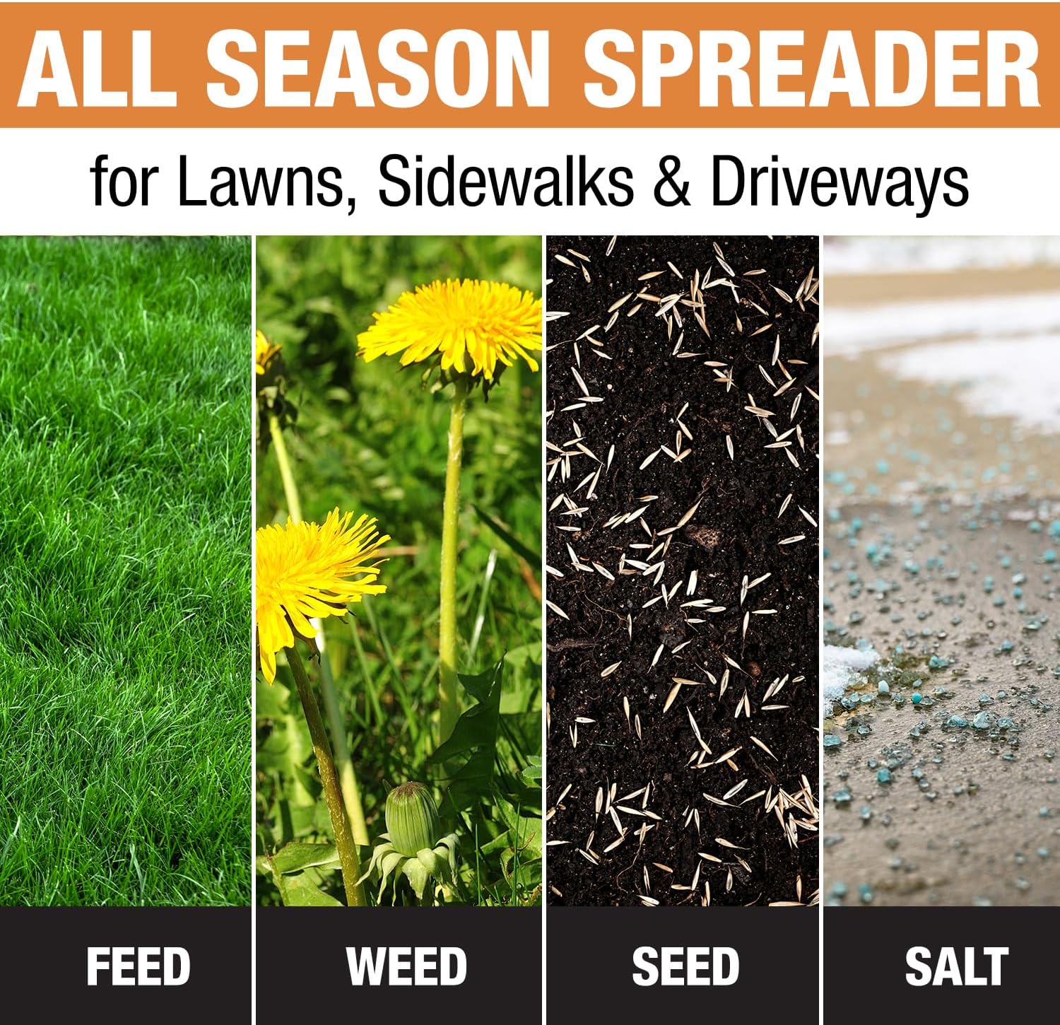 100-Lb. Walk-Behind Push Spreader for Salt, Ice Melt and Snow Melt with Grate and Cover