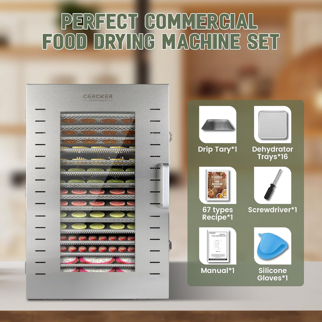 Commercial Food Dehydrator 16 Trays 1500W 70-190F Large