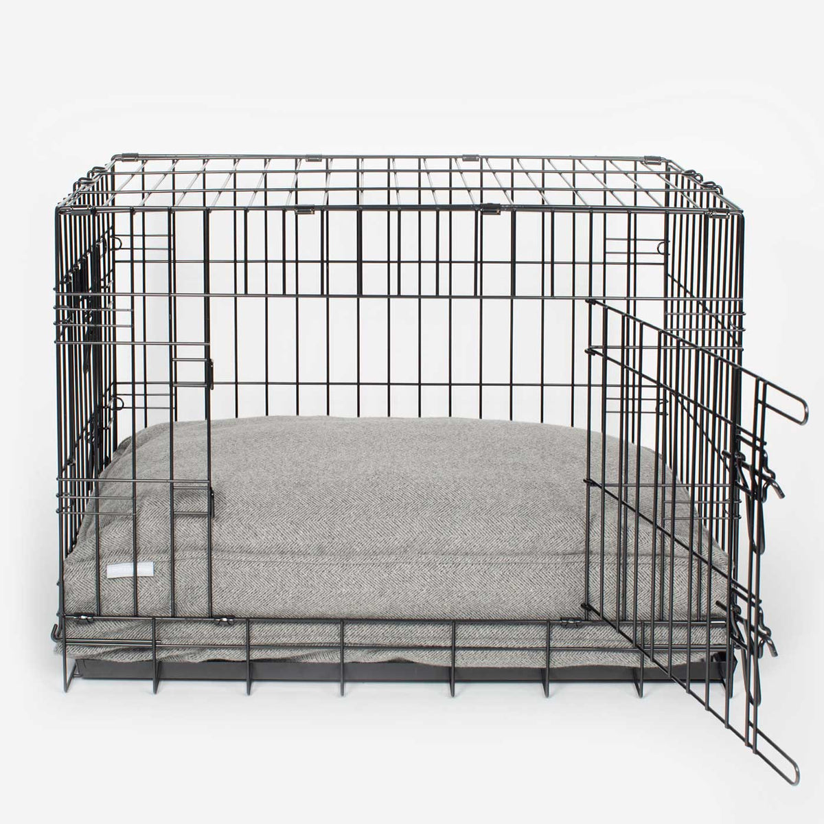Dog Cushion in Pewter Herringbone Tweed