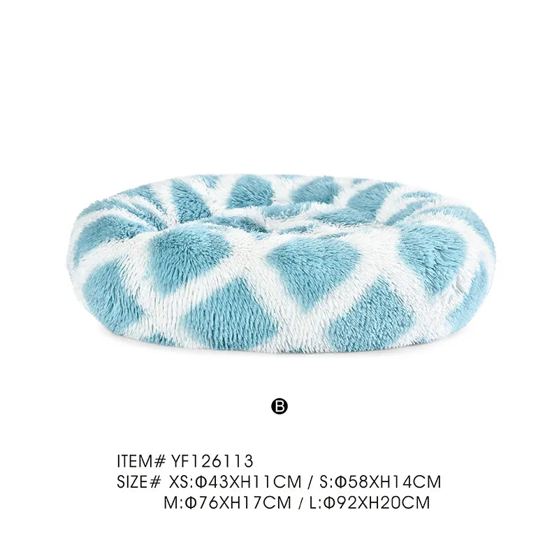 Round Plush Dog Bed Fluffy Donut Pet Bed
