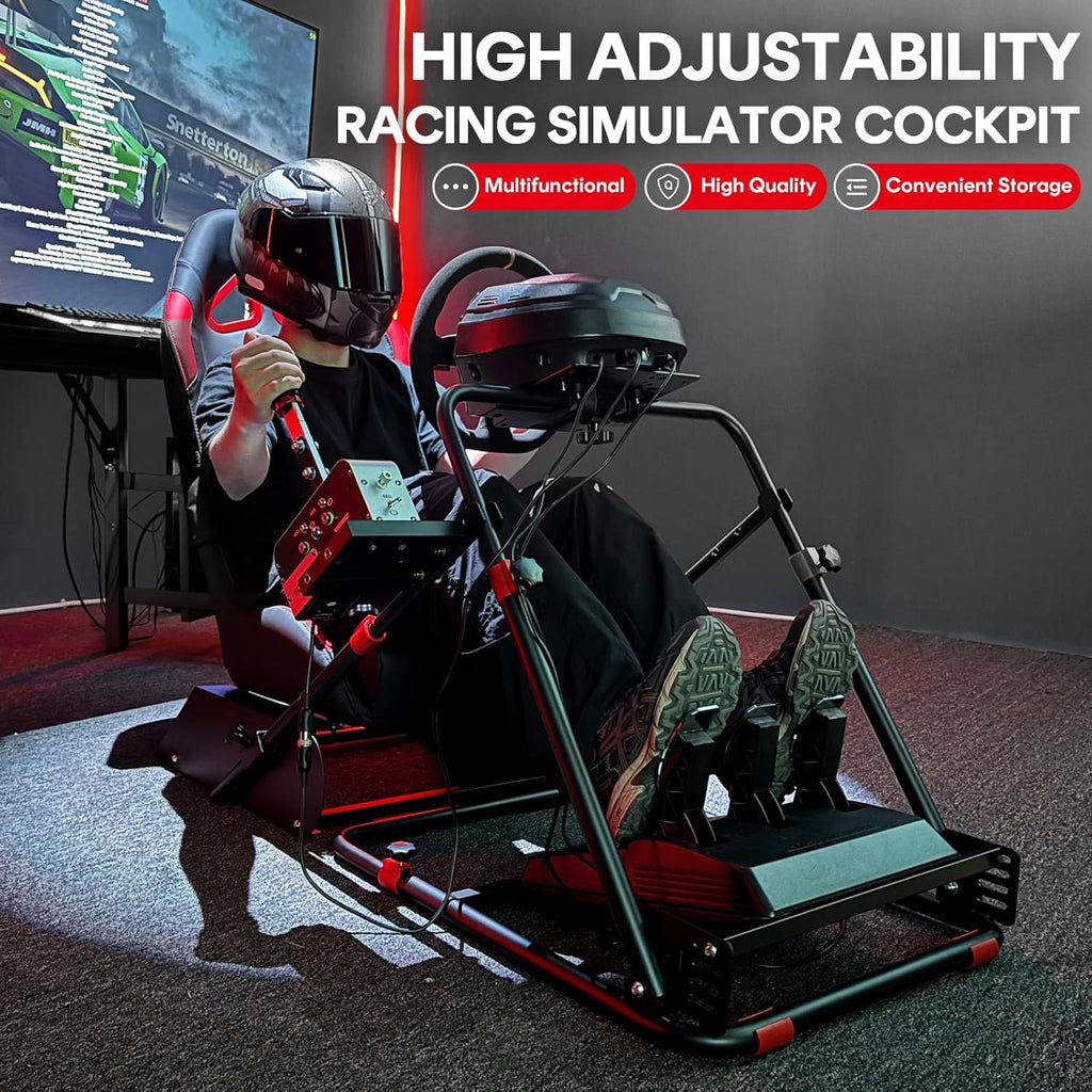 Foldable Racing Simulator Cockpit with Adjustable Racing Seat