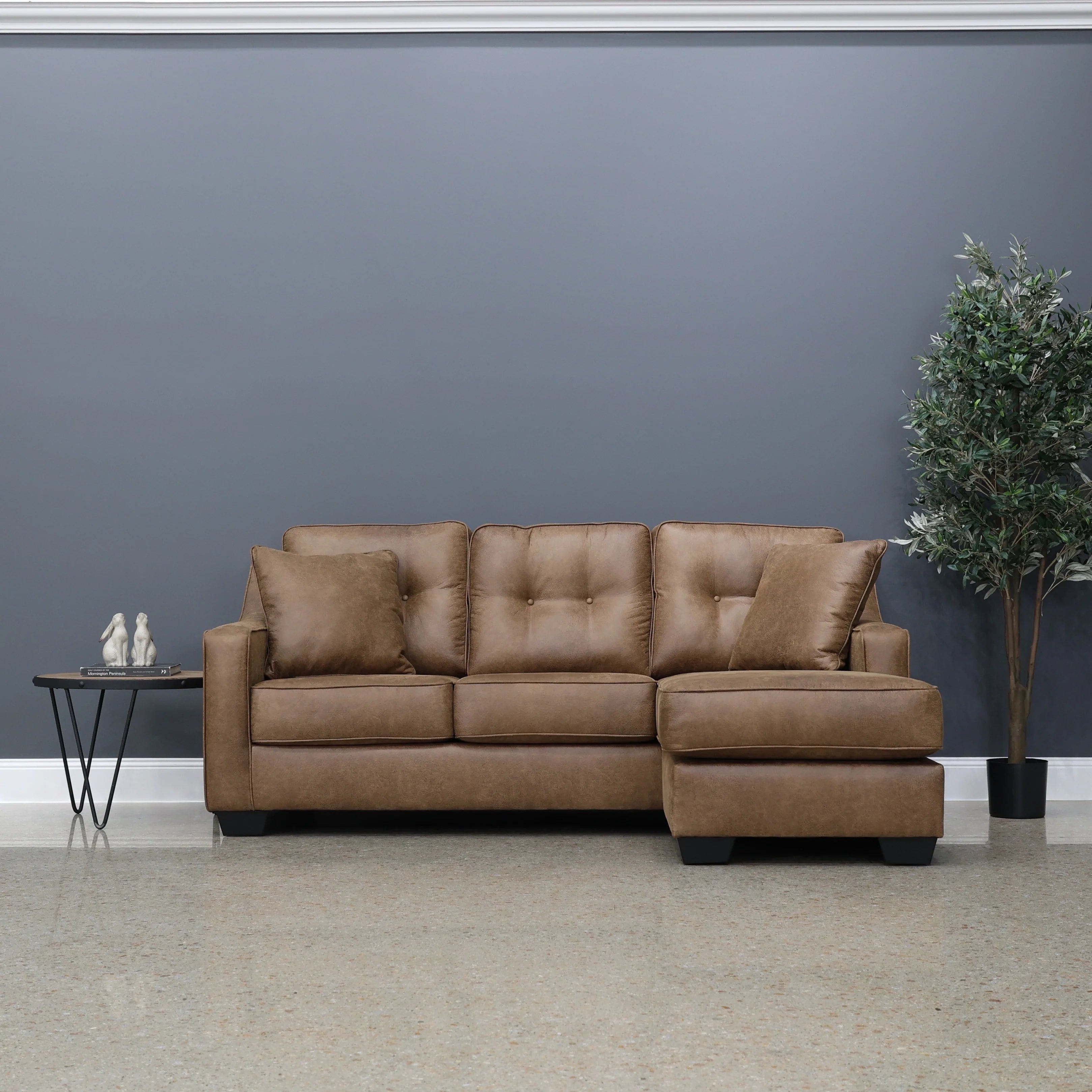 Victoria Sofa Chaise Tan Leather Air