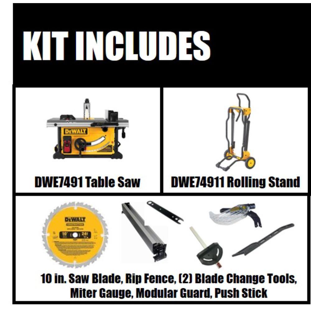 15-Amp Corded 10-Inch Job Site Table Saw with Rolling Stand