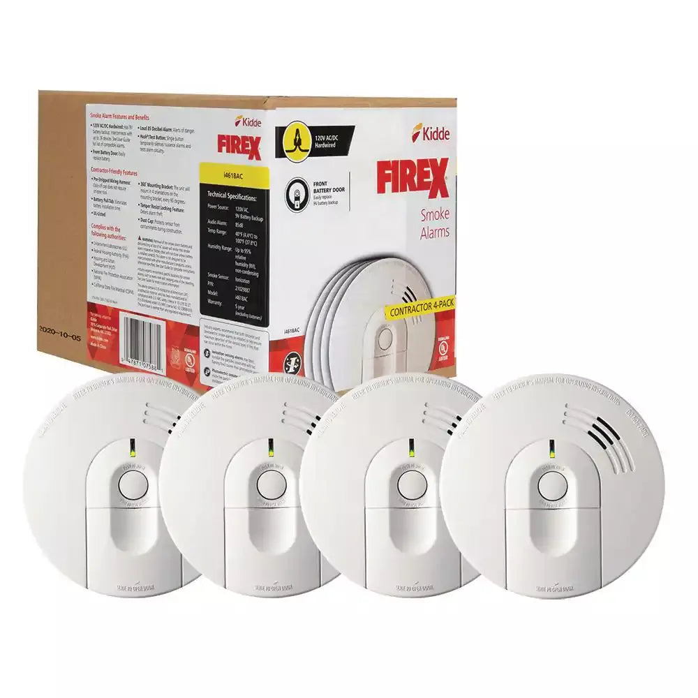 4-Pack Hardwired Smoke Detectors with Ionization Sensors