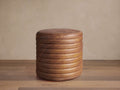 Round Channel Leather Pouf