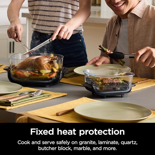 4-in-1 Portable Glass Air Fryer Cooking System with 4QT & 6-Cup Glass Containers and Storage Lids, Cyberspace
