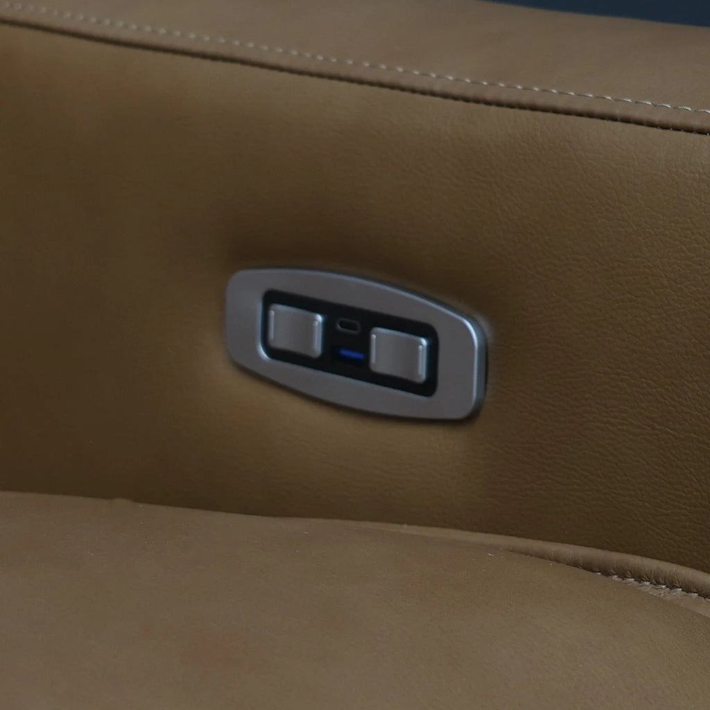 Bathurst Electric Reclining Sofa Tan Leather