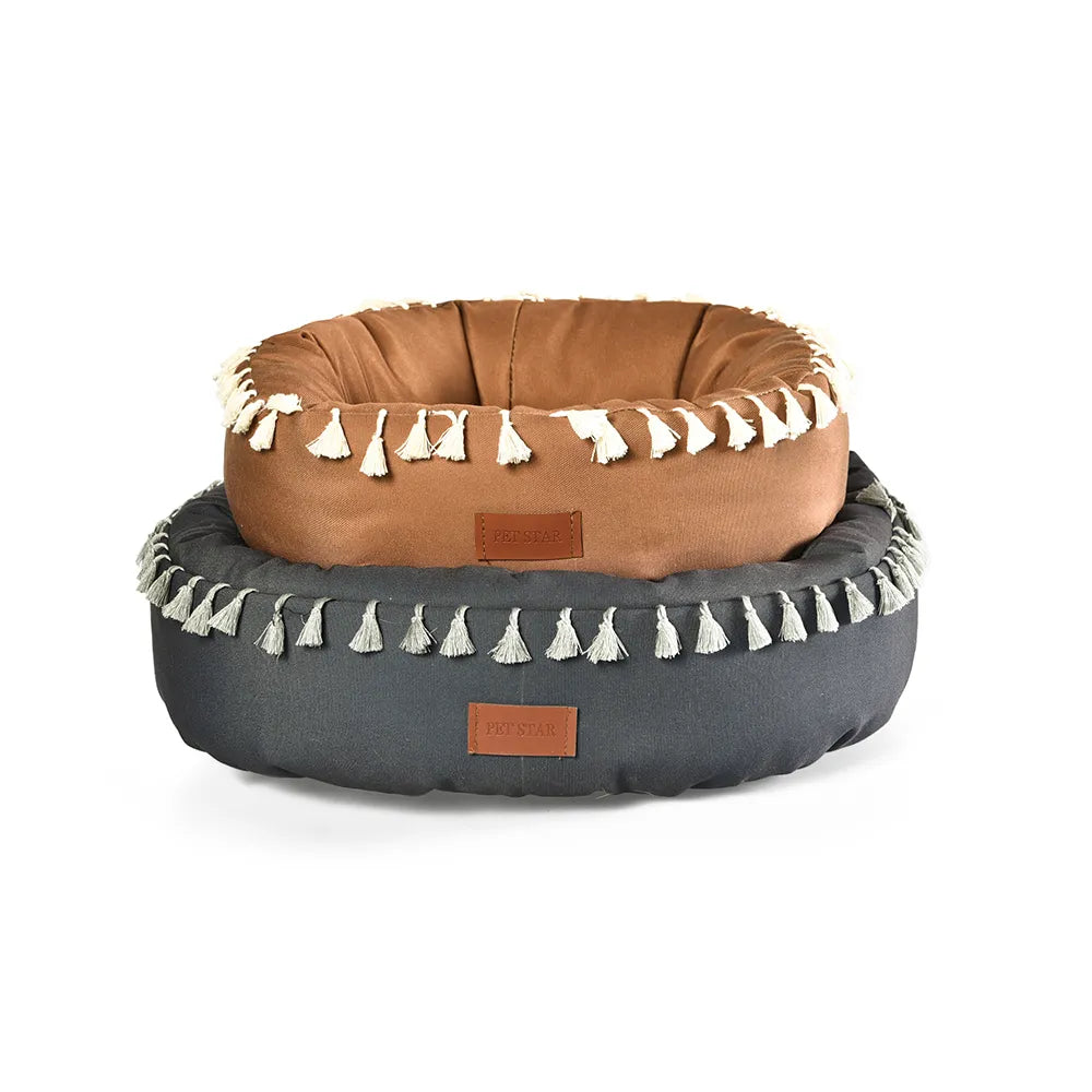 Round Dog Bed Canvas Pet Bed