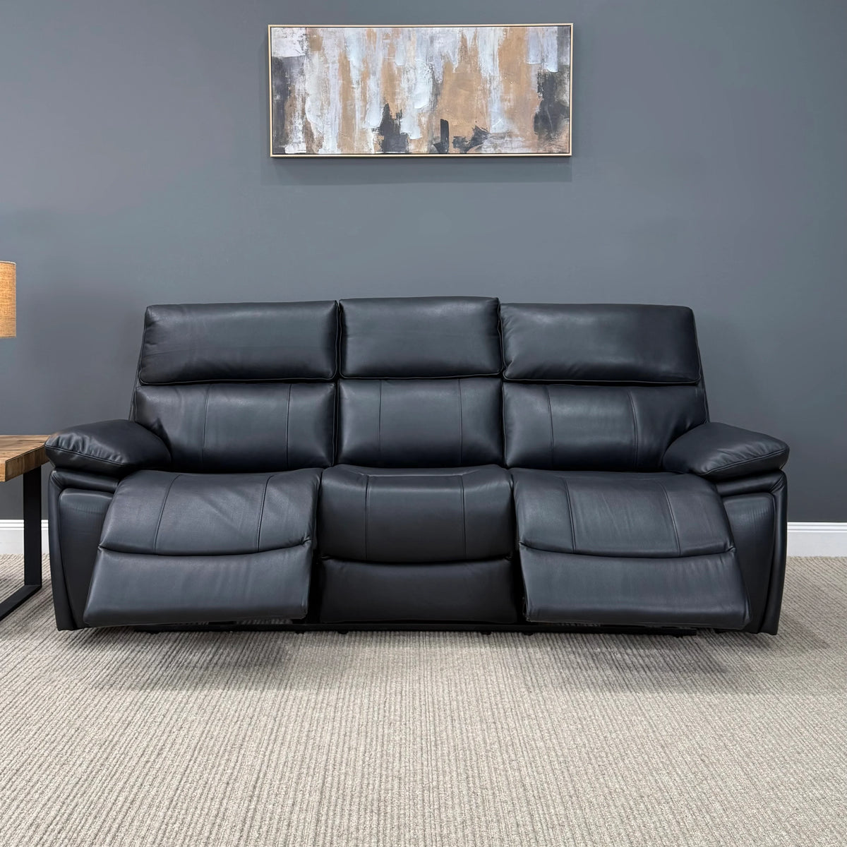 Parkes 3 Seater Electric Sofa Black Leather