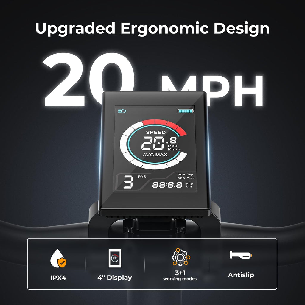 500W Electric Bike, 40-Mile Range, 20 MPH Top Speed